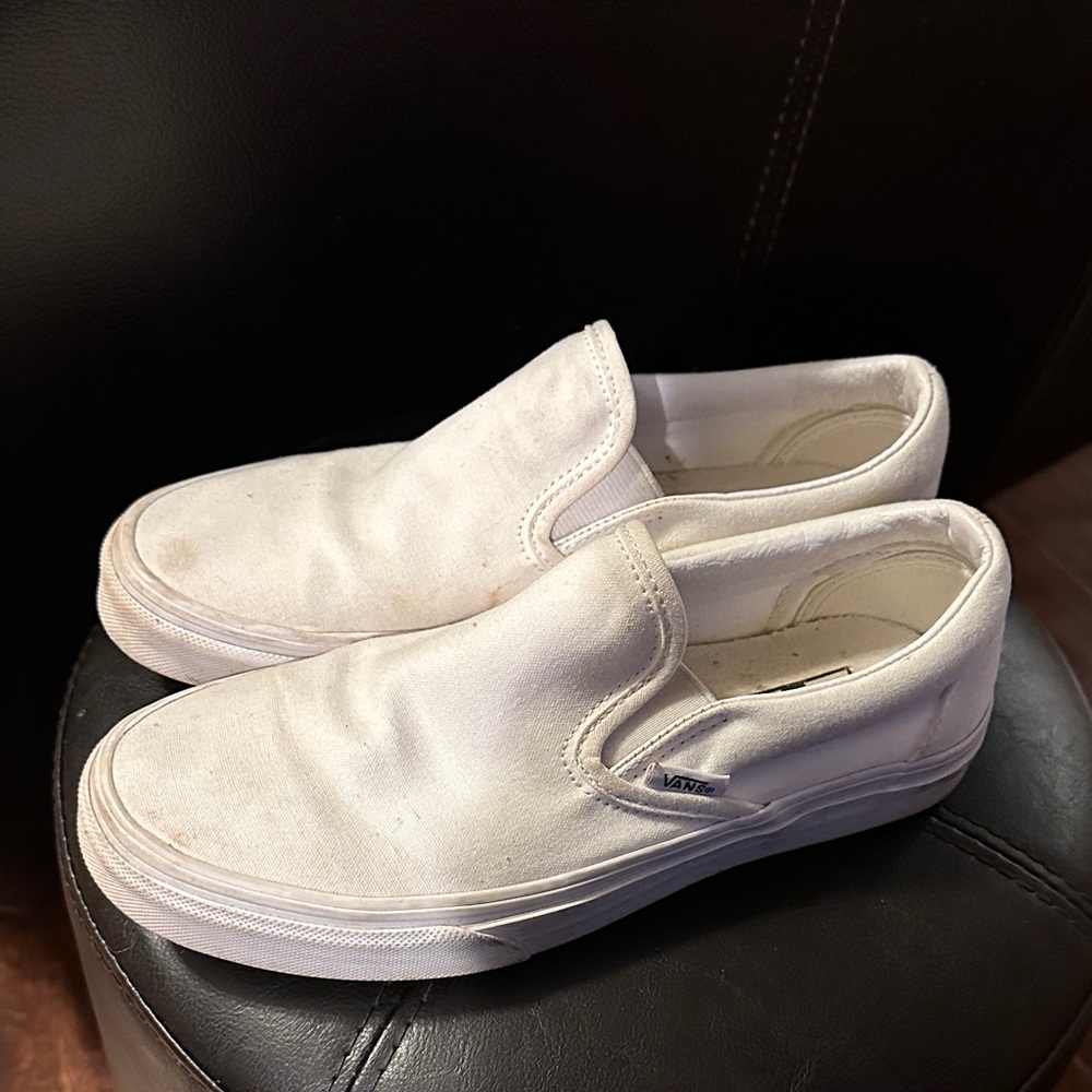 Vans Classic White Canvas Slip-Ons